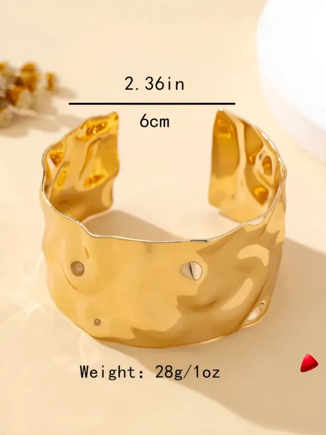 Bracelet Bras Travesti Manchette Texture Martelee Or Large - galerie