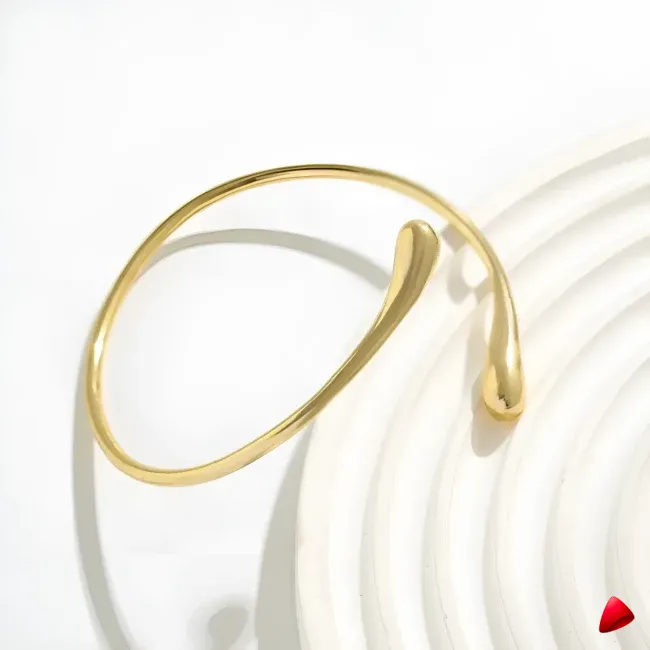 Bracelet Bras Travesti Gouttelette Or Manchette Ouvert Reglable - galerie