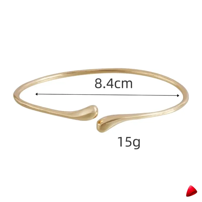 Bracelet Bras Travesti Gouttelette Or Manchette Ouvert Reglable - galerie