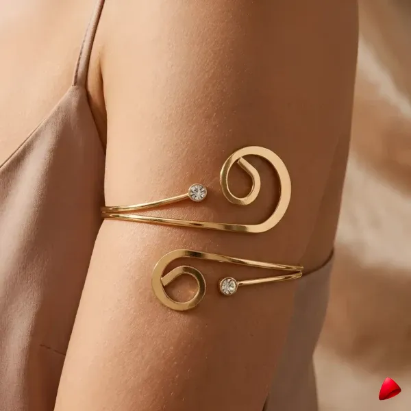 Bracelet Bras Travesti Spirale Geometrique Strass Or Punk - galerie