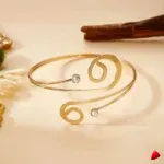 Bracelet Bras Travesti Spirale Geometrique Strass Or Punk - galerie