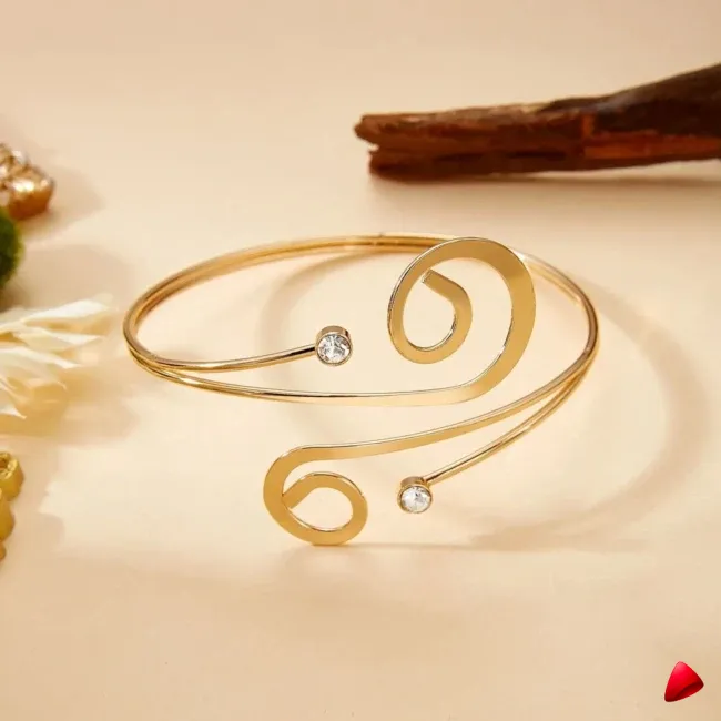 Bracelet Bras Travesti Spirale Geometrique Strass Or Punk - galerie