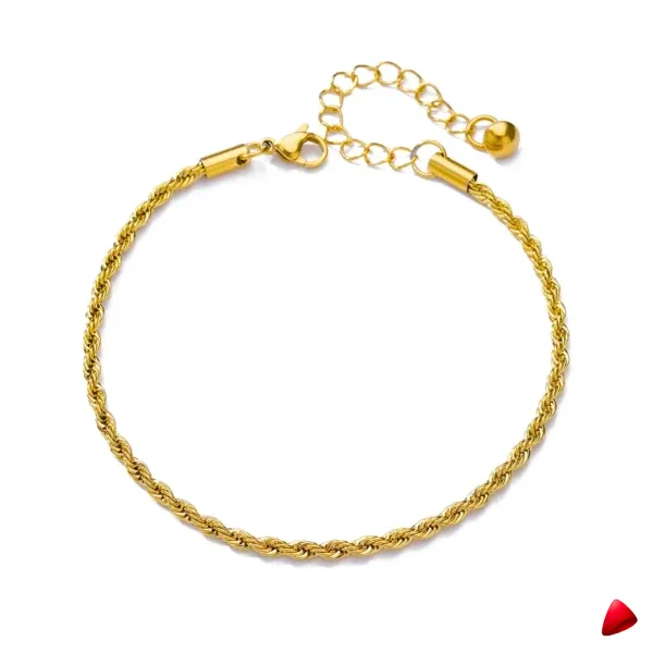 Bracelet Cheville Travesti Corde Tressee Or Acier Chunky - galerie
