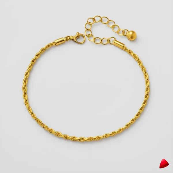 Bracelet Cheville Travesti Corde Tressee Or Acier Chunky - image principale