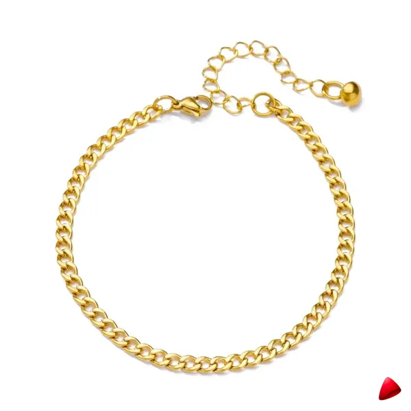 Bracelet Cheville Travesti Curb Gourmette Or Chunky Acier - galerie