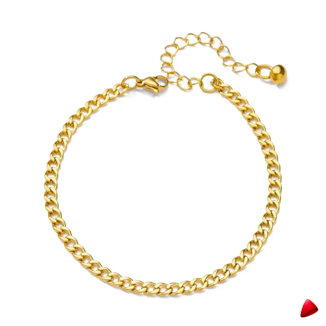 Bracelet Cheville Travesti Curb Gourmette Or Chunky Acier - galerie