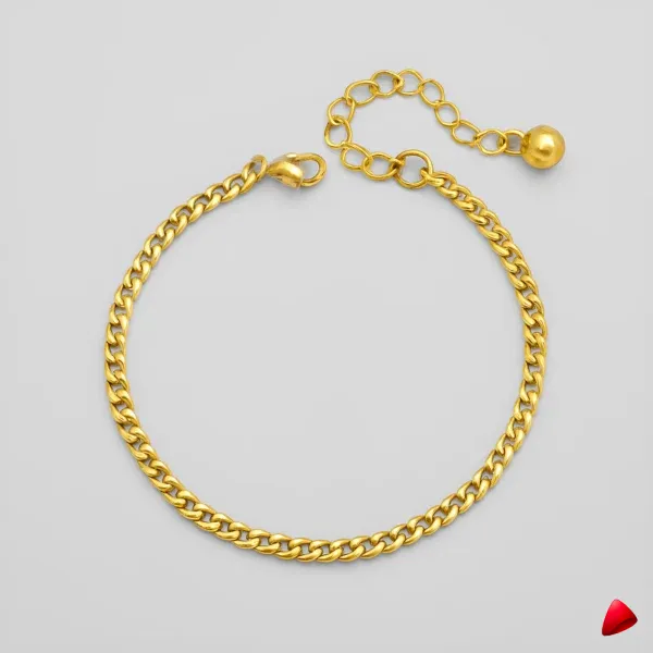 Bracelet Cheville Travesti Curb Gourmette Or Chunky Acier - image principale