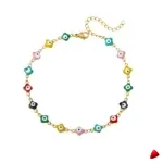 Bracelet Cheville Travesti Trefles Email Multicolore Or - galerie