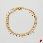 Bracelet Cheville Travesti Email Multicolore Or Layered - image principale