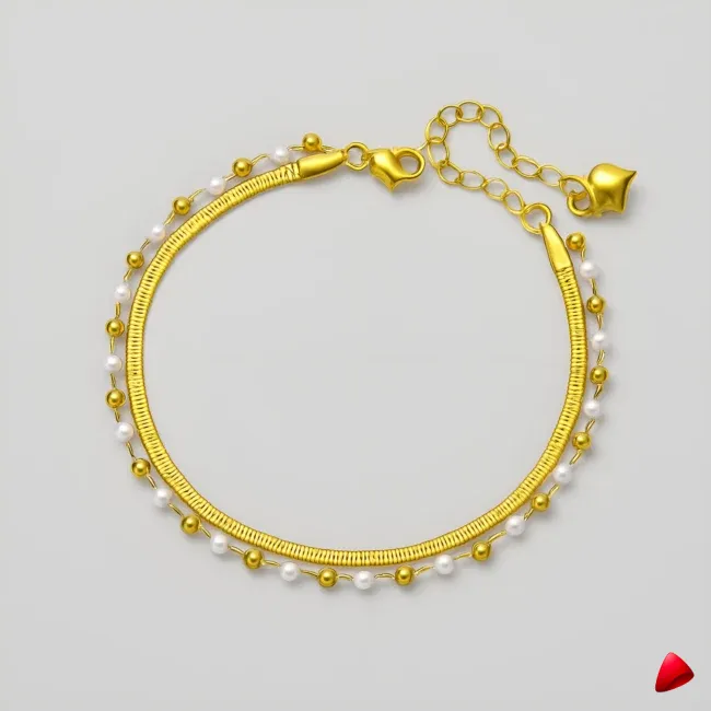 Bracelet Cheville Travesti Figaro Chunky Or Acier Premium - image principale