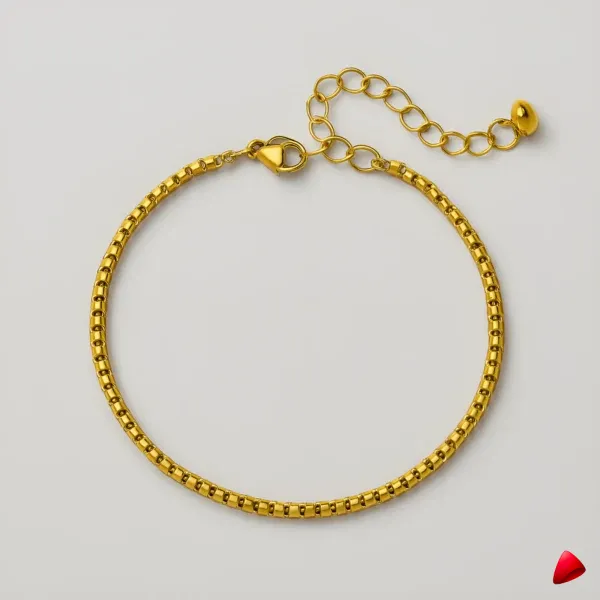 Bracelet Cheville Travesti Maille Box Venitienne Or Acier - image principale