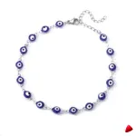 Bracelet Cheville Travesti Charm Oeil Bleu Argent Acier - galerie