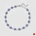 Bracelet Cheville Travesti Charm Oeil Bleu Argent Acier - image principale
