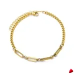 Bracelet Cheville Travesti Figaro Paperclip Or Acier - galerie