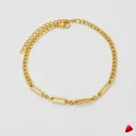 Bracelet Cheville Travesti Figaro Paperclip Or Acier - image principale