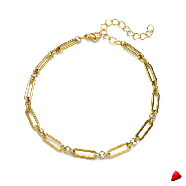 Bracelet Cheville Travesti Paperclip Maillons Or Acier - galerie