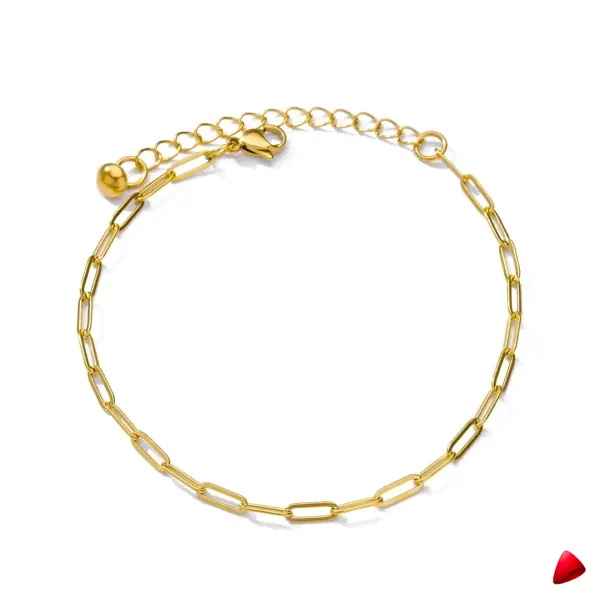 Bracelet Cheville Travesti Paperclip Fin Or Acier Simple - galerie