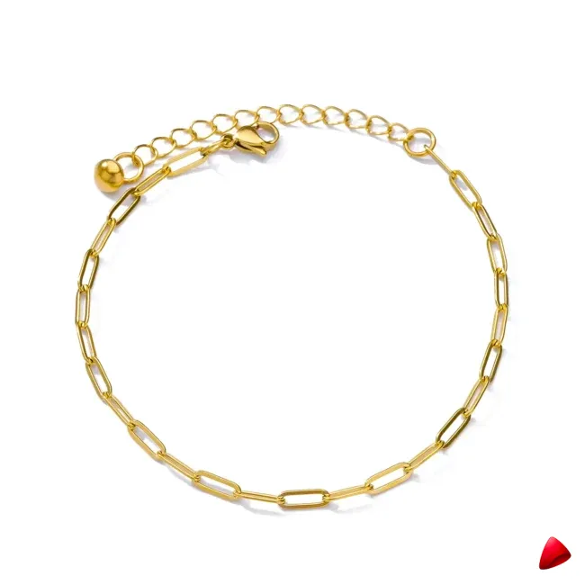 Bracelet Cheville Travesti Paperclip Fin Or Acier Simple - galerie