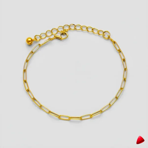 Bracelet Cheville Travesti Paperclip Fin Or Acier Simple - image principale