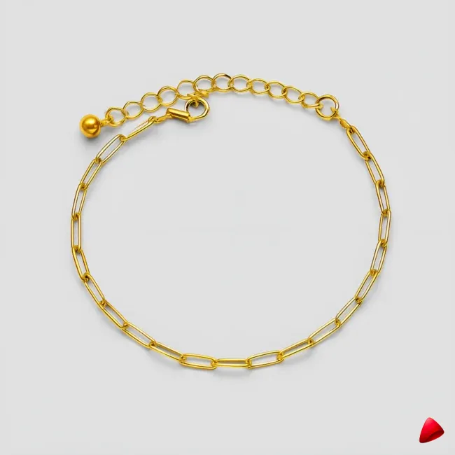 Bracelet Cheville Travesti Paperclip Fin Or Acier Simple - image principale