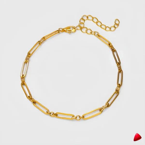Bracelet Cheville Travesti Paperclip Maillons Or Acier - image principale