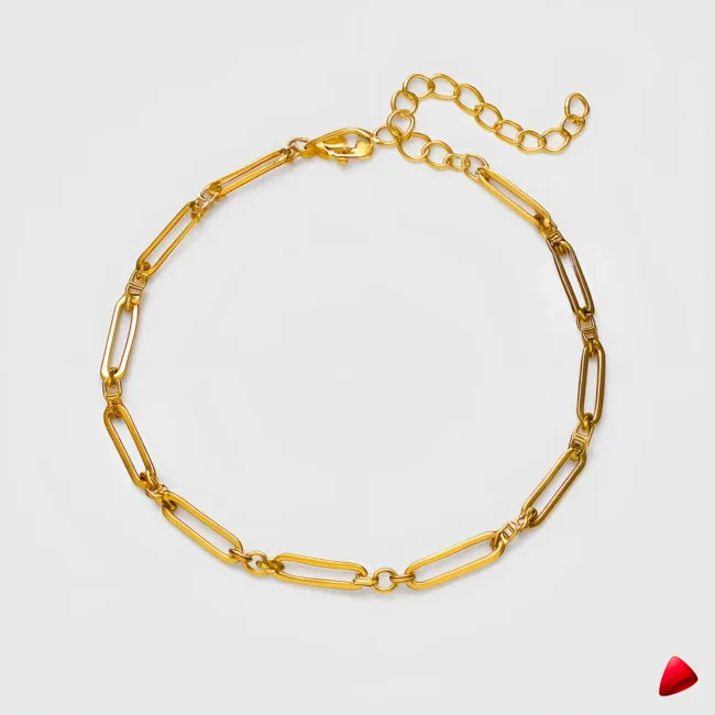 Bracelet Cheville Travesti Paperclip Maillons Or Acier - image principale