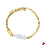 Bracelet Cheville Travesti Curb Pierres Bleues Or Acier - galerie