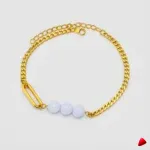Bracelet Cheville Travesti Curb Pierres Bleues Or Acier - image principale