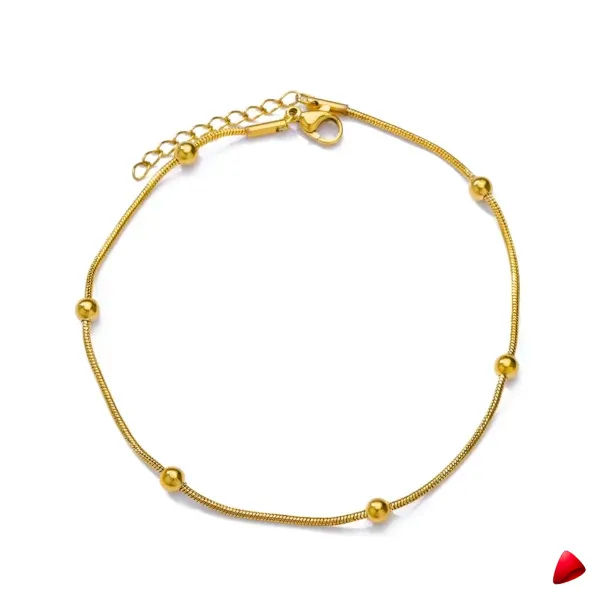 Bracelet Cheville Travesti Snake Boules Metalliques Or - galerie