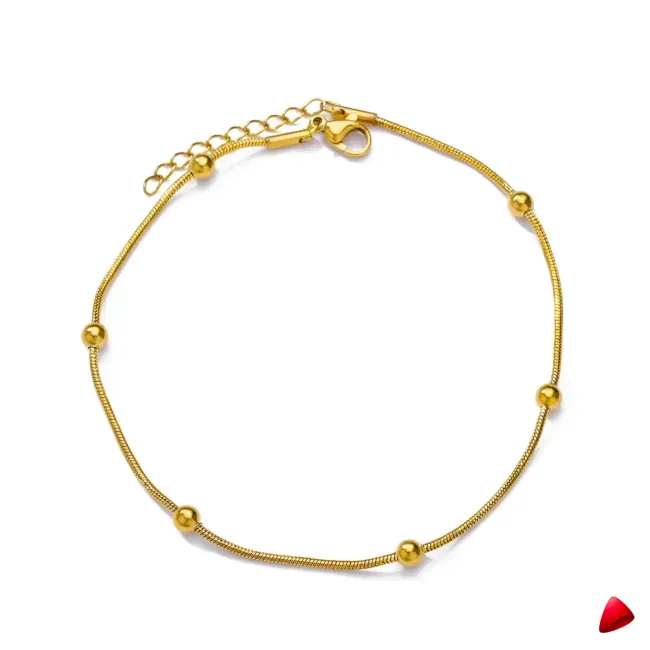 Bracelet Cheville Travesti Snake Boules Metalliques Or - galerie