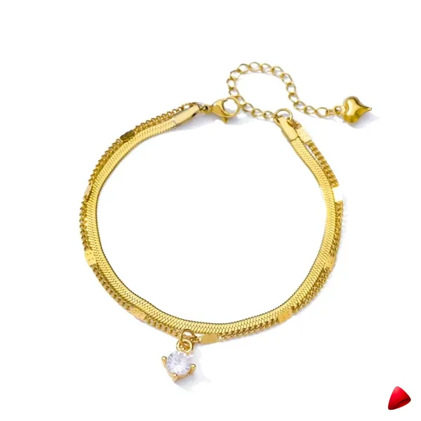 Bracelet Cheville Travesti Snake Pendentif Strass Or Acier - galerie