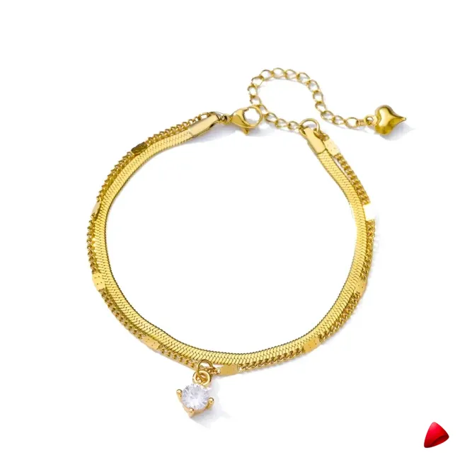 Bracelet Cheville Travesti Snake Pendentif Strass Or Acier - galerie