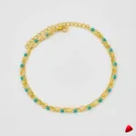 Bracelet Cheville Travesti Triple Chaine Perles Boules Or - image principale