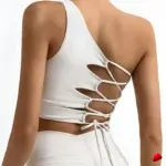 Brassière Sport Travesti Dos Lacé Asymétrique One Shoulder — galerie
