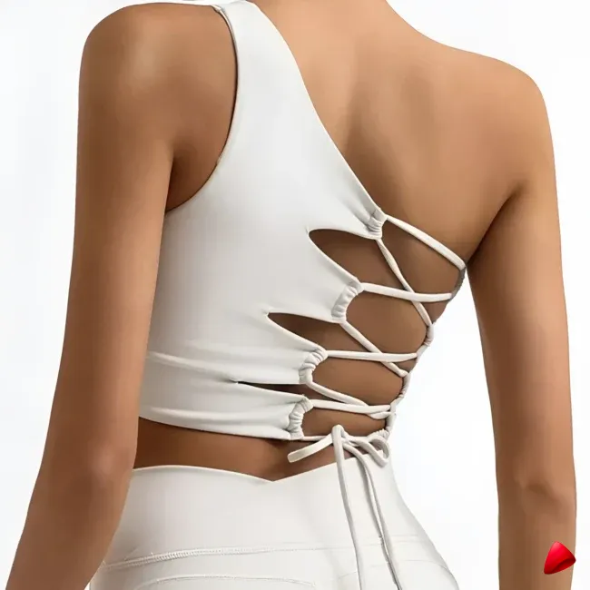 Brassière Sport Travesti Dos Lacé Asymétrique One Shoulder — galerie