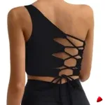 Brassière Sport Travesti Dos Lacé Asymétrique One Shoulder — galerie