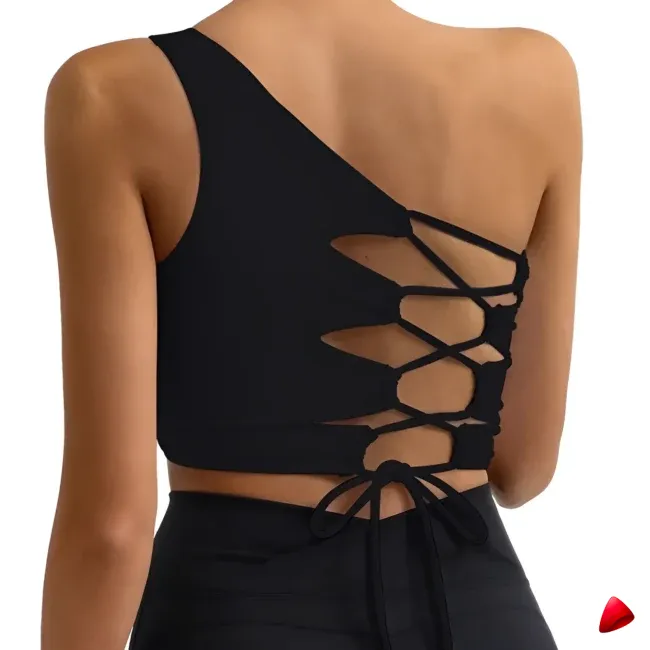 Brassière Sport Travesti Dos Lacé Asymétrique One Shoulder — galerie