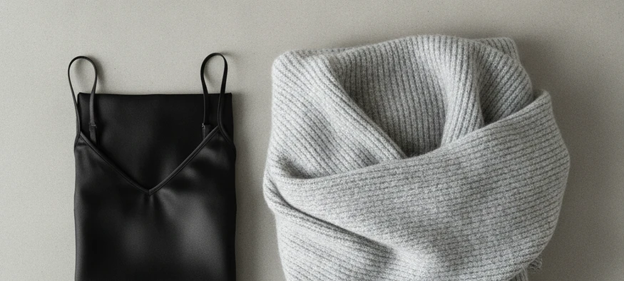 Caraco satin noir associé à un pull, idée de tenue débutant - Amenzia