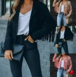 Cardigan Franges Travesti Cropped Hippie Biker — galerie