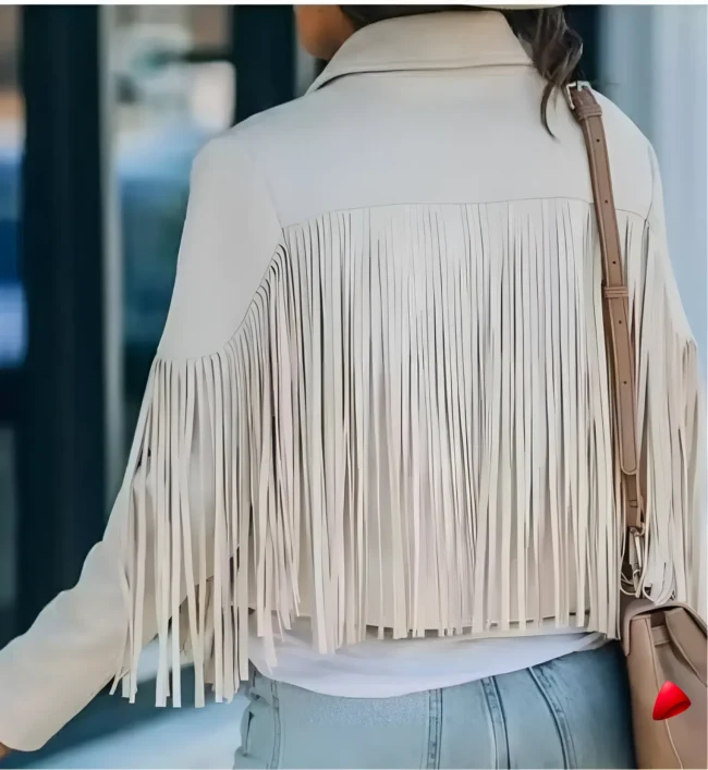 Cardigan Franges Travesti Cropped Hippie Biker — galerie