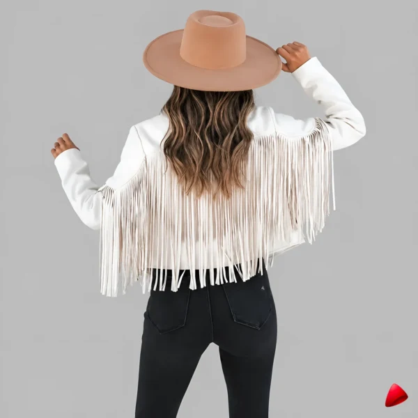 Cardigan Franges Travesti Cropped Hippie Biker — image principale