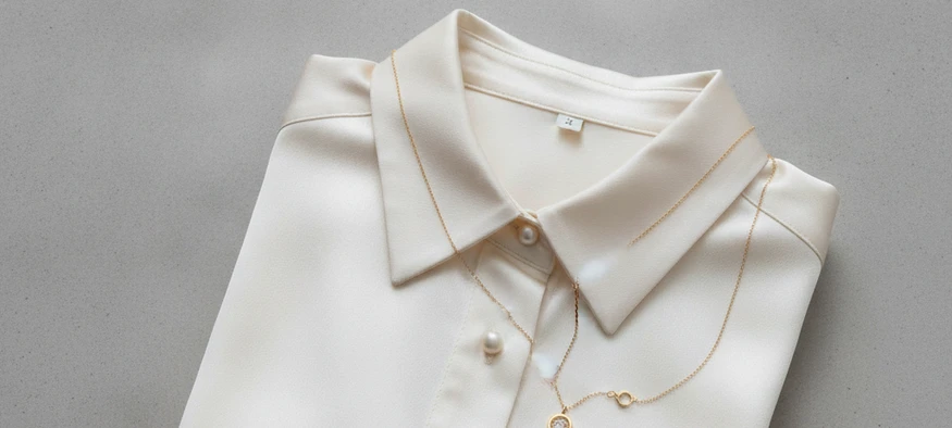 Chemisier en satin plié avec accessoires féminins - Amenzia