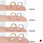 Clous Nez Travesti 8pcs Zircon CZ Argent Or Acier - galerie