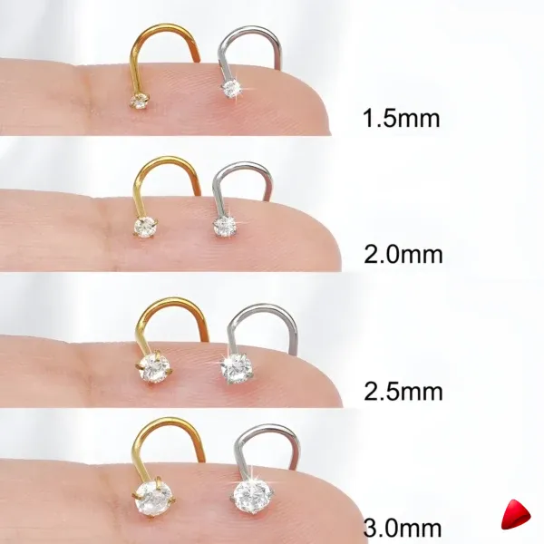 Clous Nez Travesti 8pcs Zircon CZ Argent Or Acier - galerie