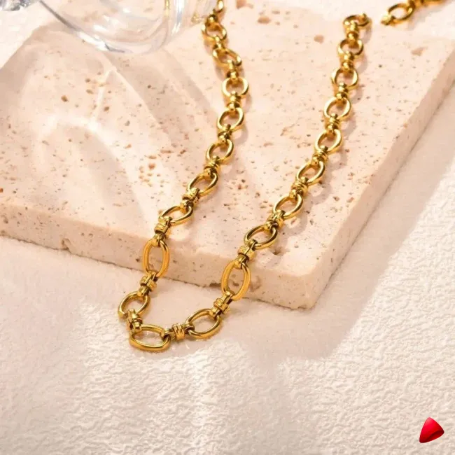 Collier Travesti Chaine Retro Maillons Or Torque - galerie