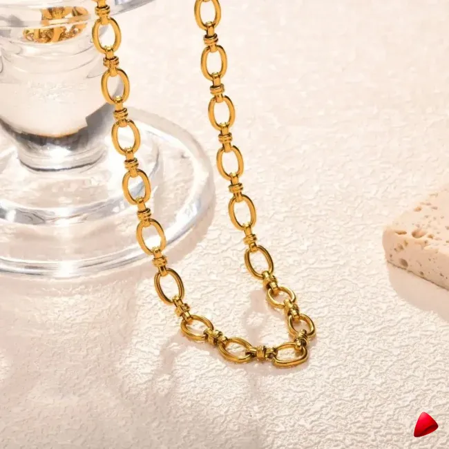 Collier Travesti Chaine Retro Maillons Or Torque - galerie