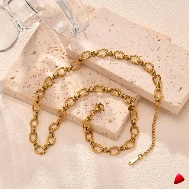 Collier Travesti Chaine Retro Maillons Or Torque - galerie