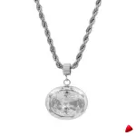 Collier Travesti Choker Torque Argent Pendentif Zircon - galerie