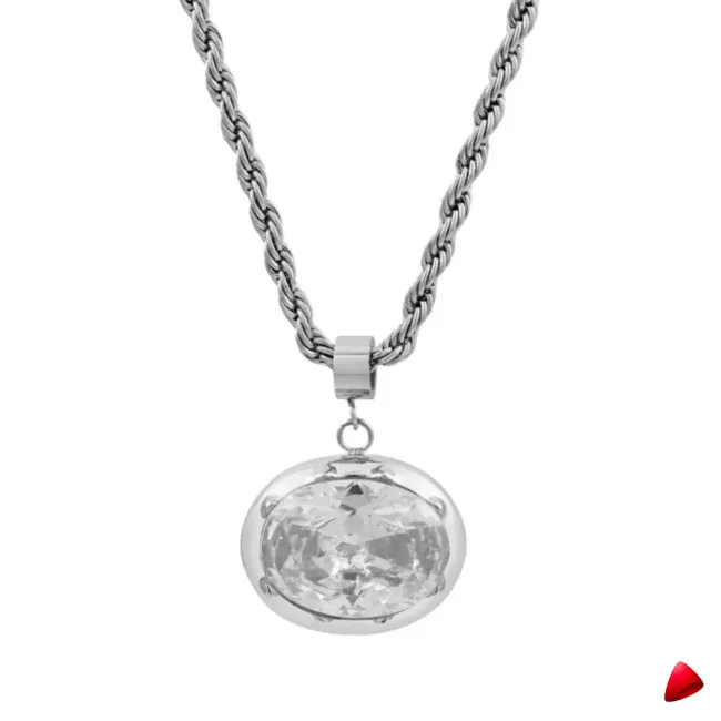 Collier Travesti Choker Torque Argent Pendentif Zircon - galerie