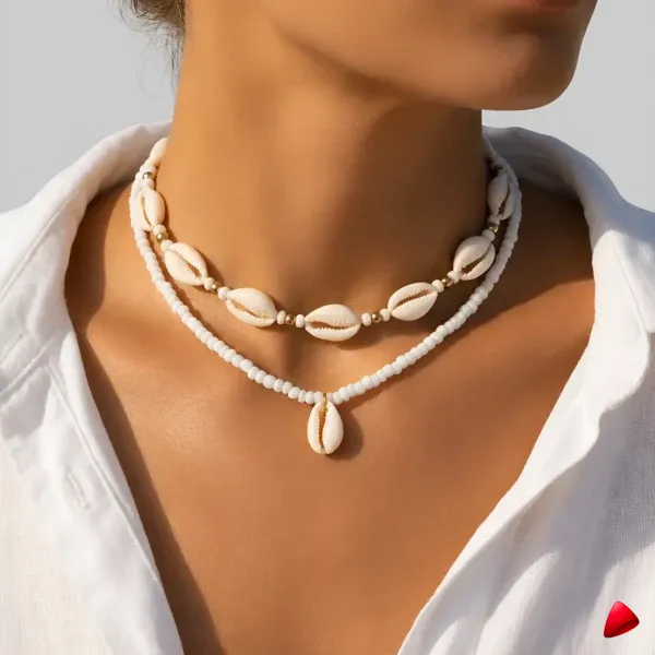 Collier Travesti Coquillages Double Rang Boheme Plage - image principale